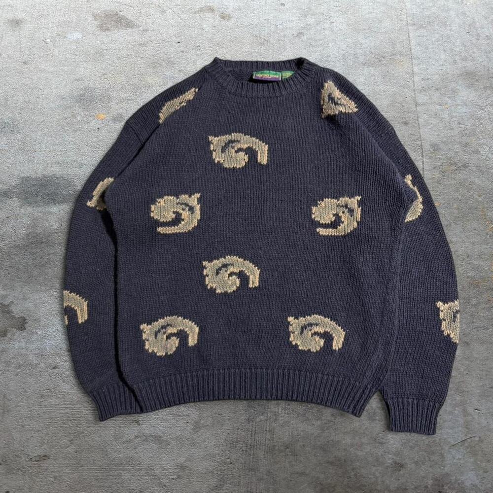 Vintage black sweater medium spiral